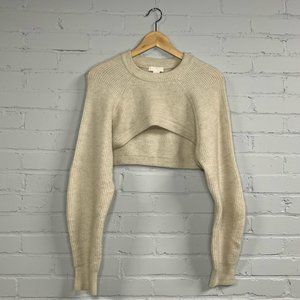 H&M Women's Medium Cream Super Cropped Knit Sweater